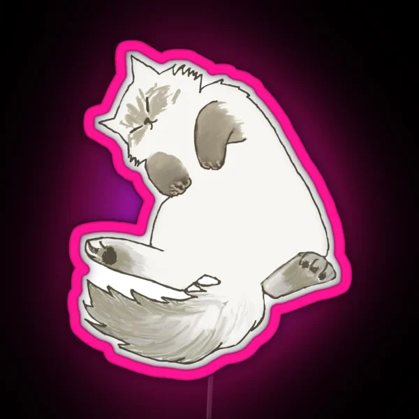 Napping Fluffy Cat RGB Neon Sign