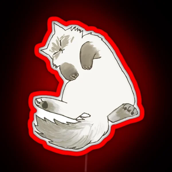 Napping Fluffy Cat RGB Neon Sign