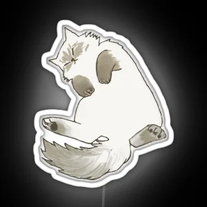 Napping Fluffy Cat RGB Neon Sign