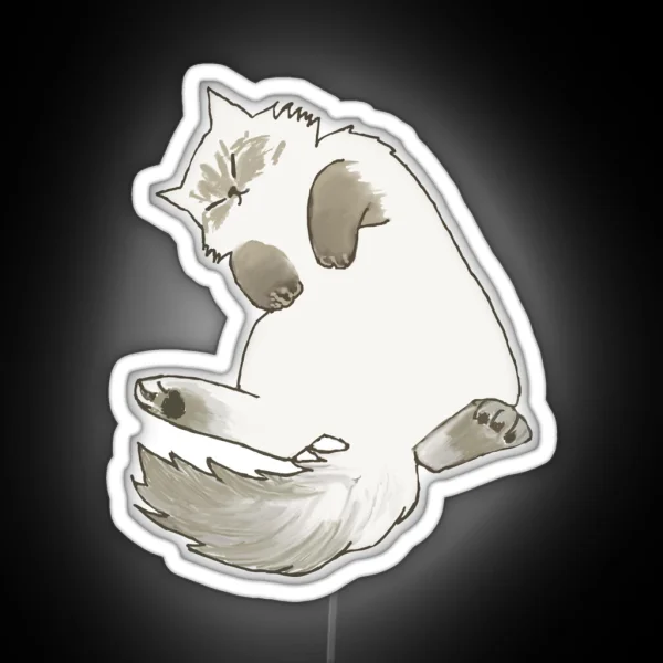Napping Fluffy Cat RGB Neon Sign