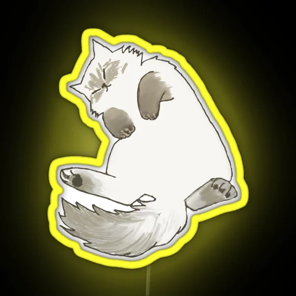 Napping Fluffy Cat RGB Neon Sign