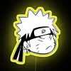 Naruto angry neon sign with RGB colors and yellow glow.