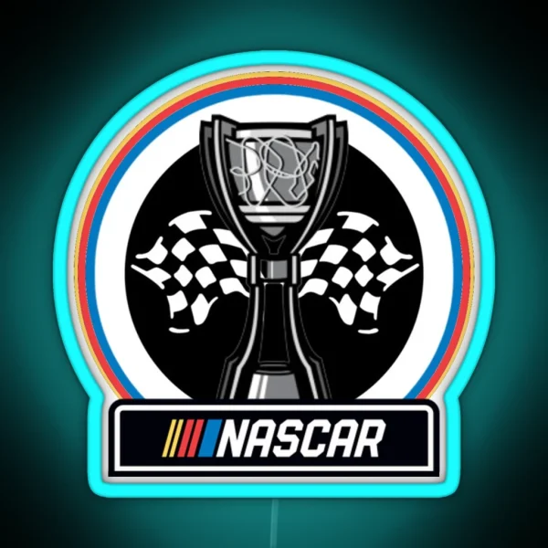 NASCAR Cup Series Championship Trophy With Brand RGB Neon Sign