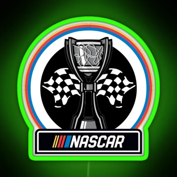 NASCAR Cup Series Championship Trophy With Brand RGB Neon Sign