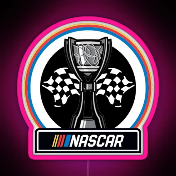 NASCAR Cup Series Championship Trophy With Brand RGB Neon Sign