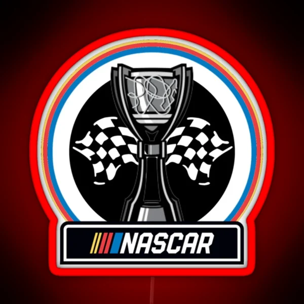 NASCAR Cup Series Championship Trophy With Brand RGB Neon Sign