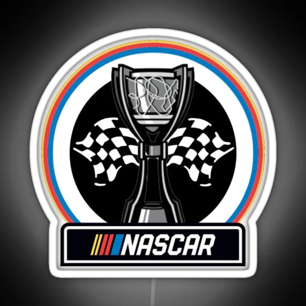 NASCAR Cup Series Championship Trophy With Brand RGB Neon Sign