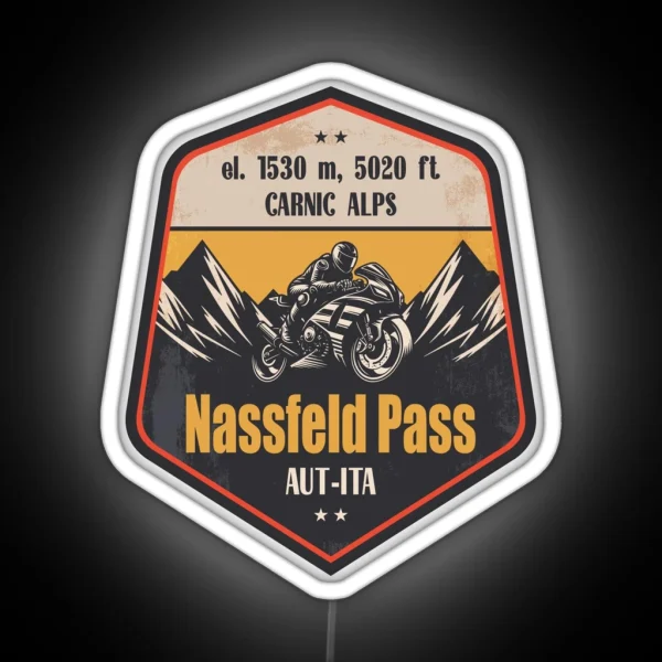 Nassfeld Pass Italy Austria Motorcycling Mountain Design RGB Neon Sign