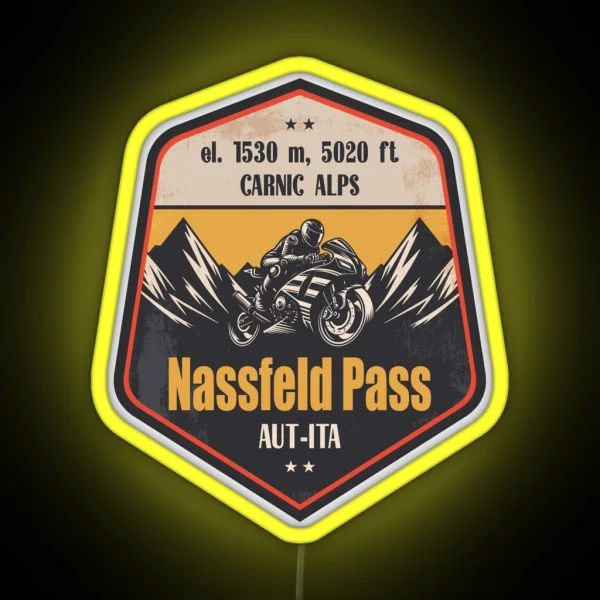 Nassfeld Pass Italy Austria Motorcycling Mountain Design RGB Neon Sign