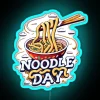 neon sign celebrating national noodle day on october 6th in vibrant blue