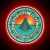 National parks neon sign with RGB colors and red.