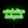 rgb neon sign displaying "nature is healing souls" in vibrant green colors