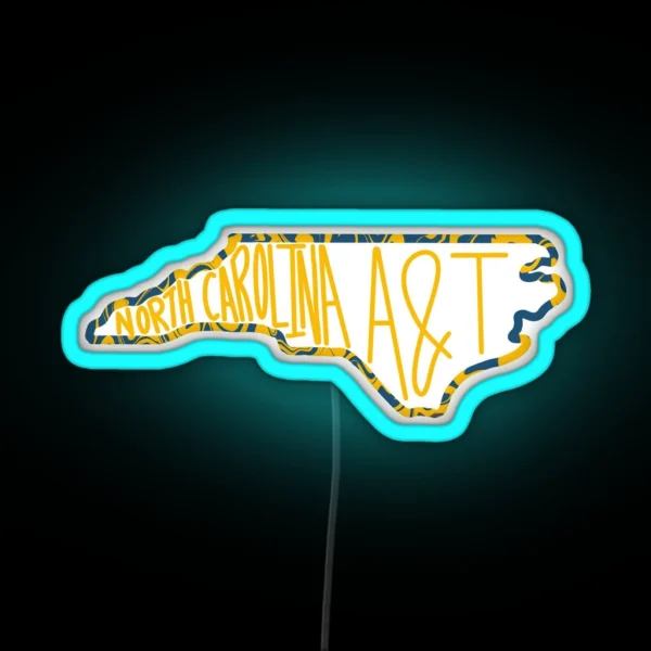 NC Aandt State NC Tie Dye RGB Neon Sign