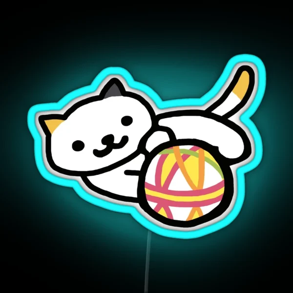 Neko Atsume Playful Cat RGB Neon Sign