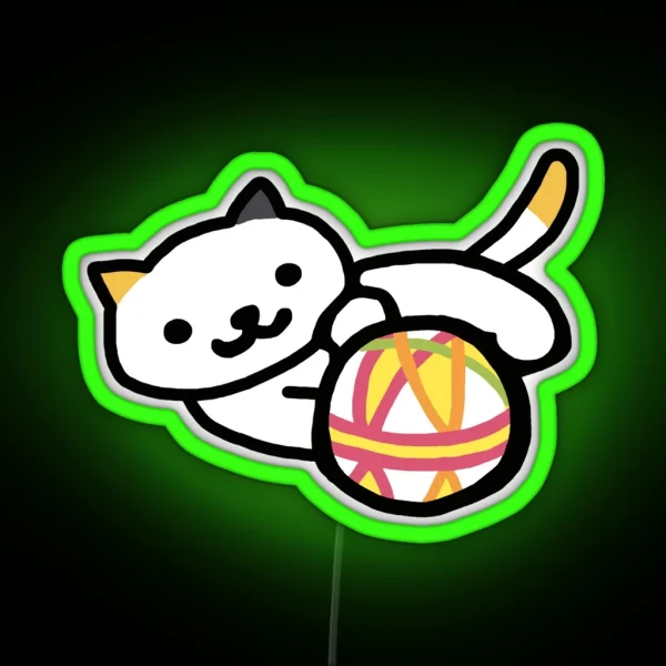 Neko Atsume Playful Cat RGB Neon Sign