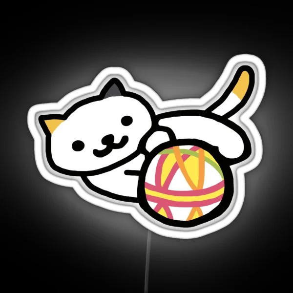 Neko Atsume Playful Cat RGB Neon Sign