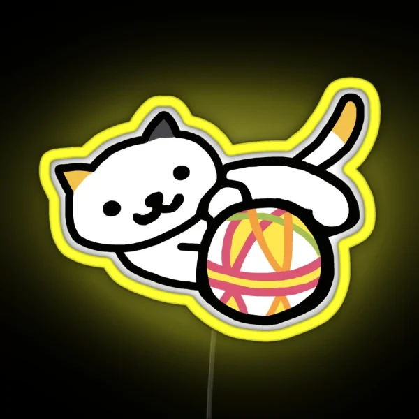 Neko Atsume Playful Cat RGB Neon Sign