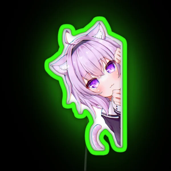 Nekomata Okayu Corner Peeker Hololive RGB Neon Sign