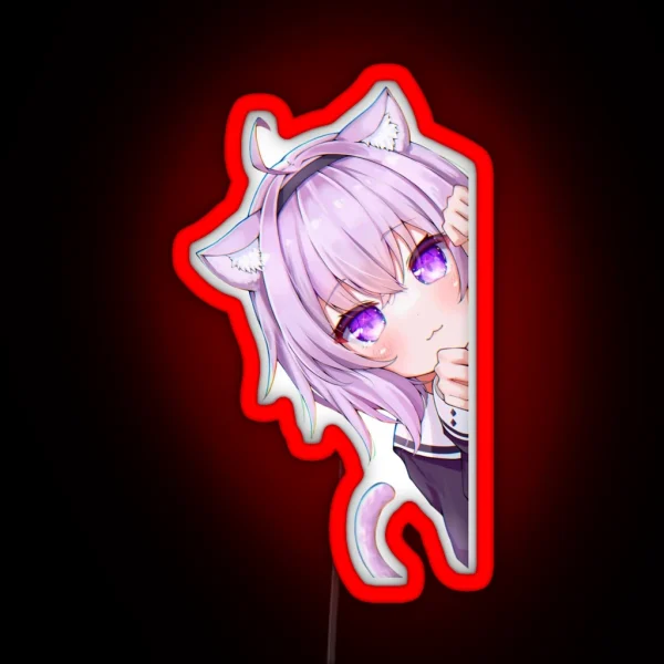 Nekomata Okayu Corner Peeker Hololive RGB Neon Sign