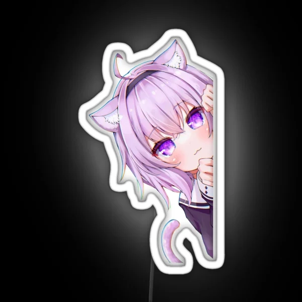 Nekomata Okayu Corner Peeker Hololive RGB Neon Sign