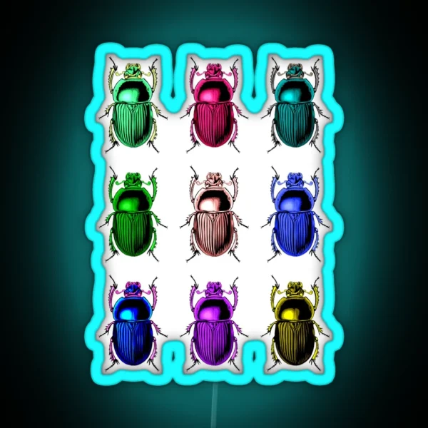 Neon Beetles Novelty Pattern RGB Neon Sign