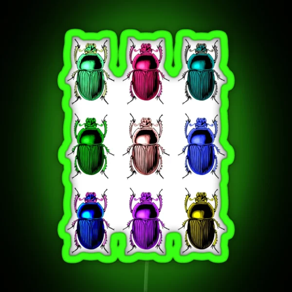Neon Beetles Novelty Pattern RGB Neon Sign