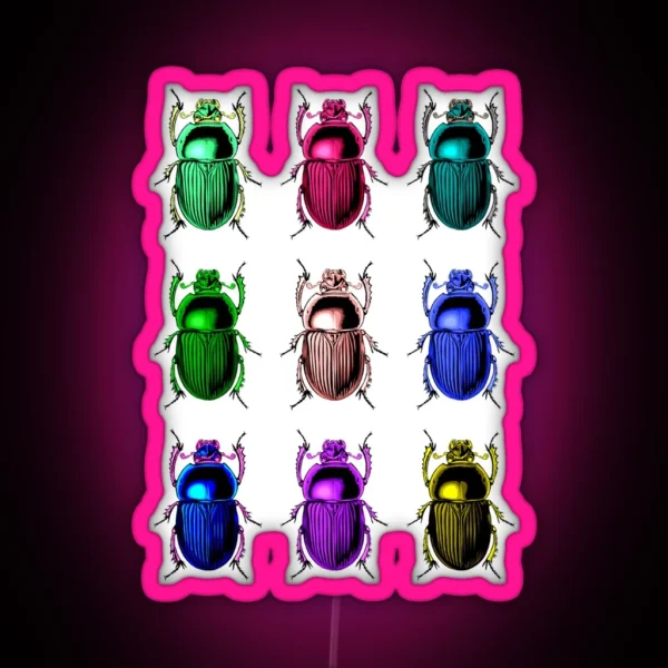 Neon Beetles Novelty Pattern RGB Neon Sign