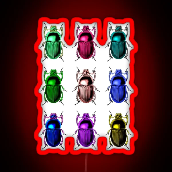 Neon Beetles Novelty Pattern RGB Neon Sign
