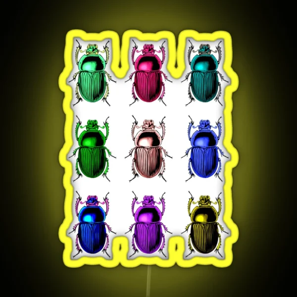Neon Beetles Novelty Pattern RGB Neon Sign