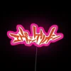 Neon Genesis Evangelion logo in vibrant RGB neon sign with pink tones.