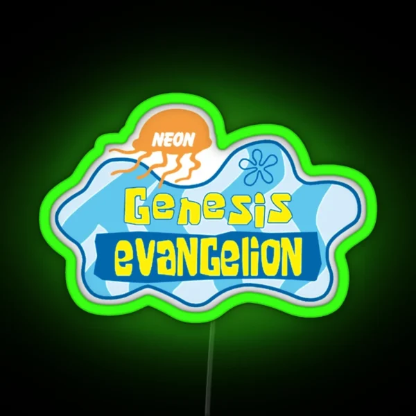 Neon Genesis Evangelion X Spongebob Sqaurepants Gift RGB Neon Sign