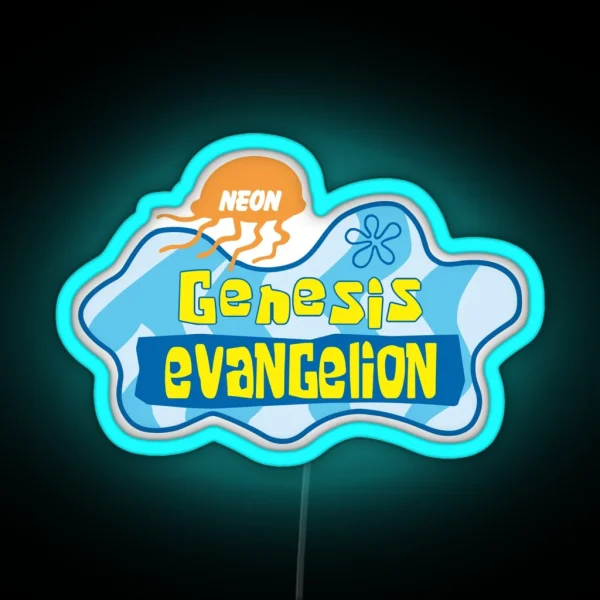 Neon Genesis Evangelion X Spongebob Sqaurepants RGB Neon Sign