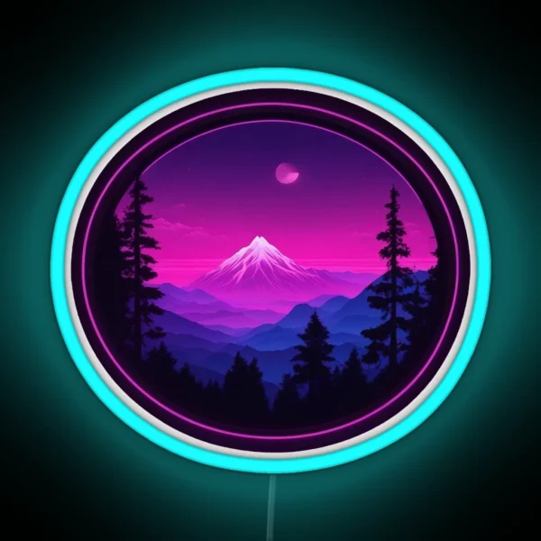 Neon Mountain Scene 001 RGB Neon Sign