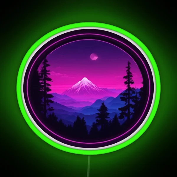 Neon Mountain Scene 001 RGB Neon Sign