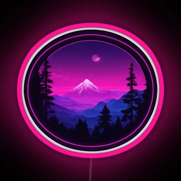Neon Mountain Scene 001 RGB Neon Sign