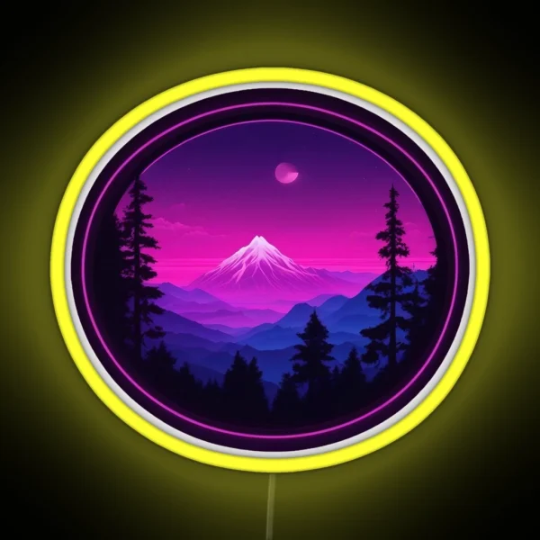 Neon Mountain Scene 001 RGB Neon Sign