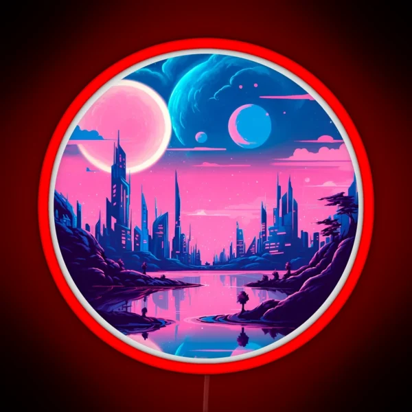 Neon Nocturne A Tri Moon Sci Fi Fantasy Cityscape RGB Neon Sign