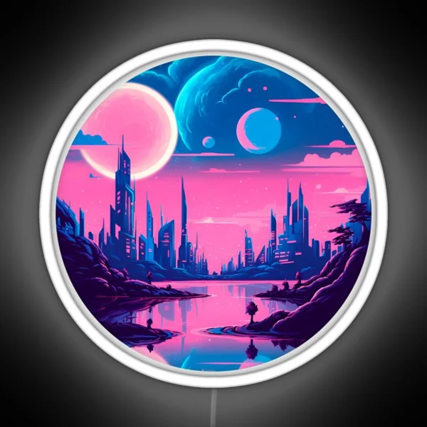 Neon Nocturne A Tri Moon Sci Fi Fantasy Cityscape RGB Neon Sign