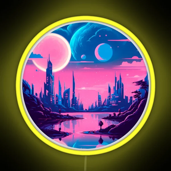 Neon Nocturne A Tri Moon Sci Fi Fantasy Cityscape RGB Neon Sign