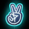 Neon peace sign | RGB neon sign featuring a vibrant blue design.