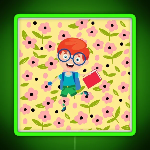 Nerdy Book Boy RGB Neon Sign