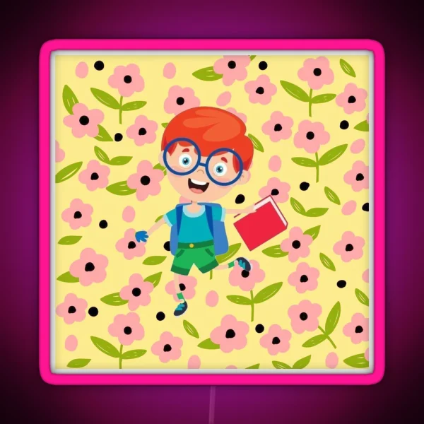 Nerdy Book Boy RGB Neon Sign