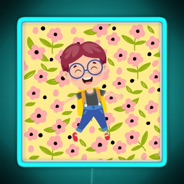 Nerdy Boy Happy RGB Neon Sign