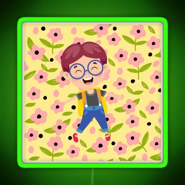 Nerdy Boy Happy RGB Neon Sign