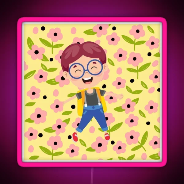 Nerdy Boy Happy RGB Neon Sign