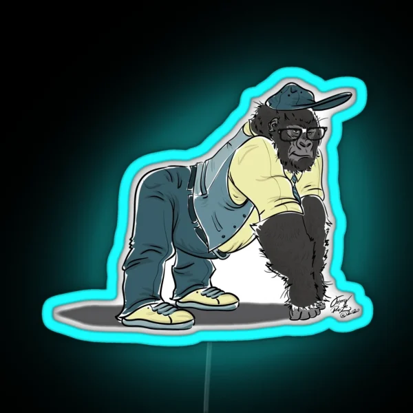 Nerdy Gorilla Guy RGB Neon Sign