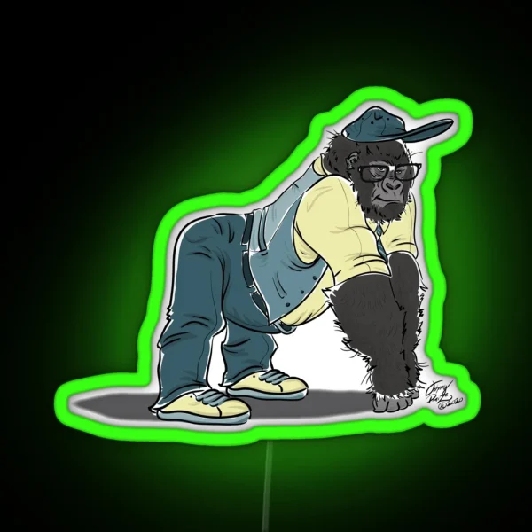Nerdy Gorilla Guy RGB Neon Sign