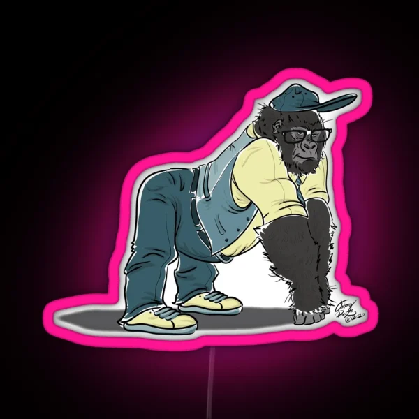 Nerdy Gorilla Guy RGB Neon Sign