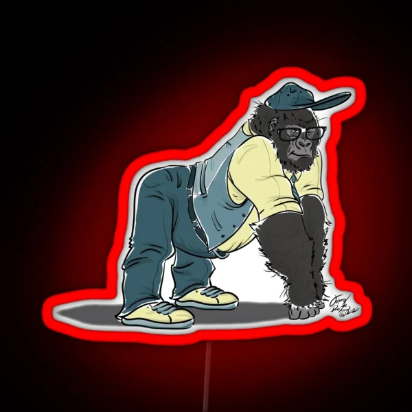 Nerdy Gorilla Guy RGB Neon Sign