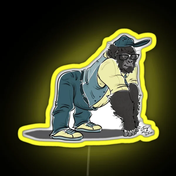 Nerdy Gorilla Guy RGB Neon Sign